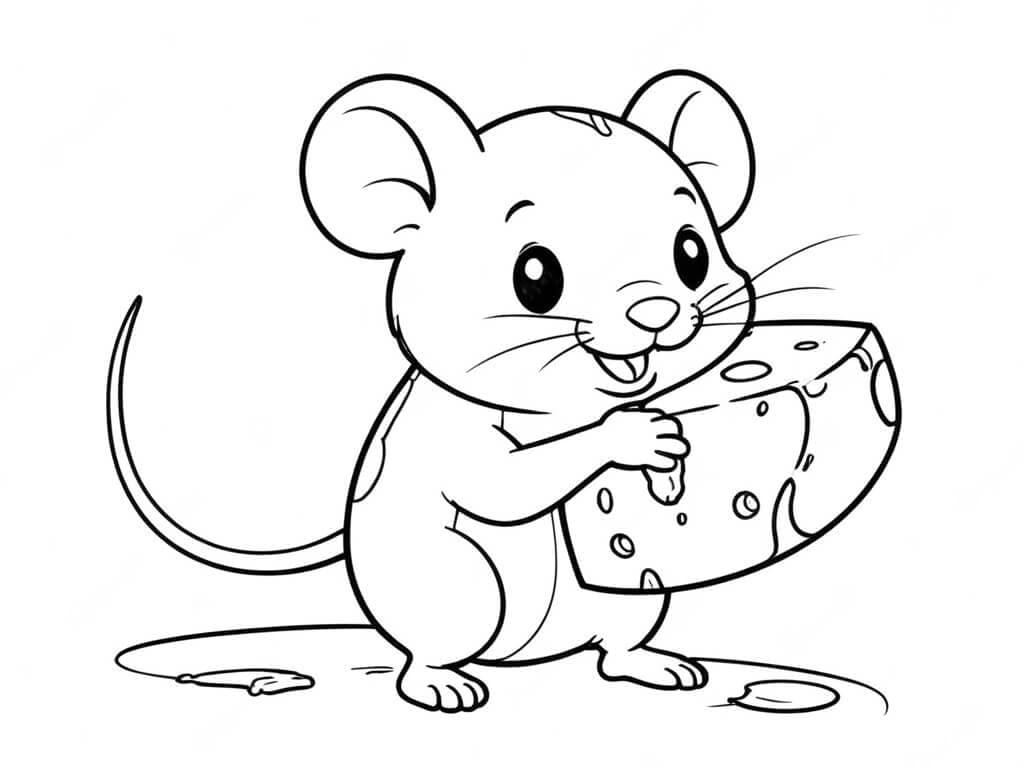 Maus stiehlt Käse Ausmalbild