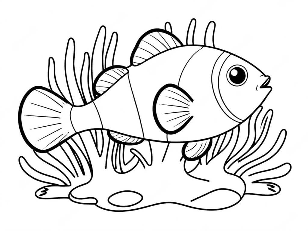 Fisch am Meeresgrund Ausmalbild