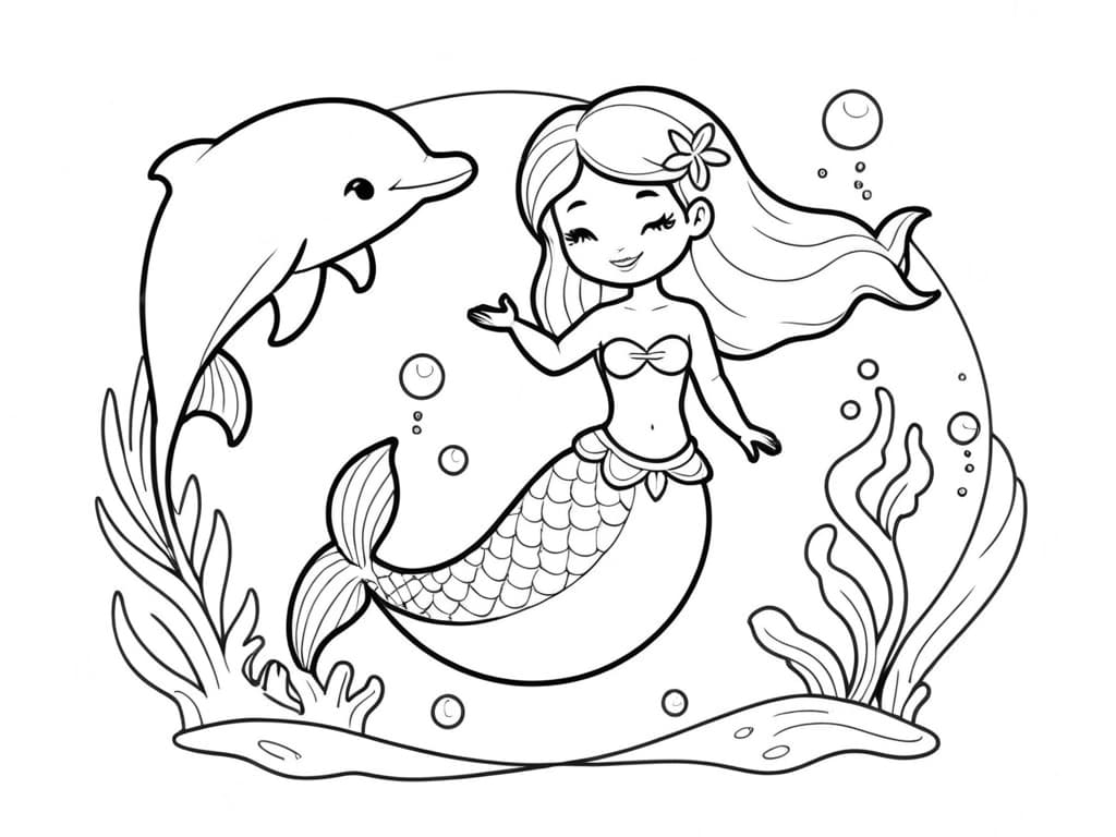 Meerjungfrau mit Delfin (Version 2)