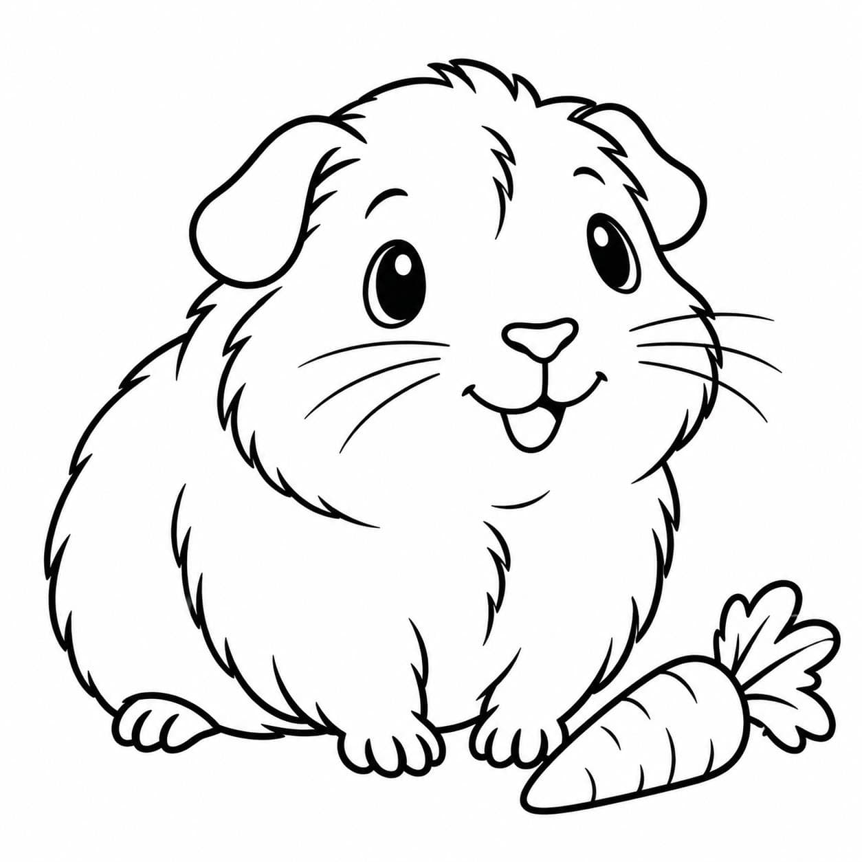Niedliches Meerschweinchen mit Karotte Ausmalbild