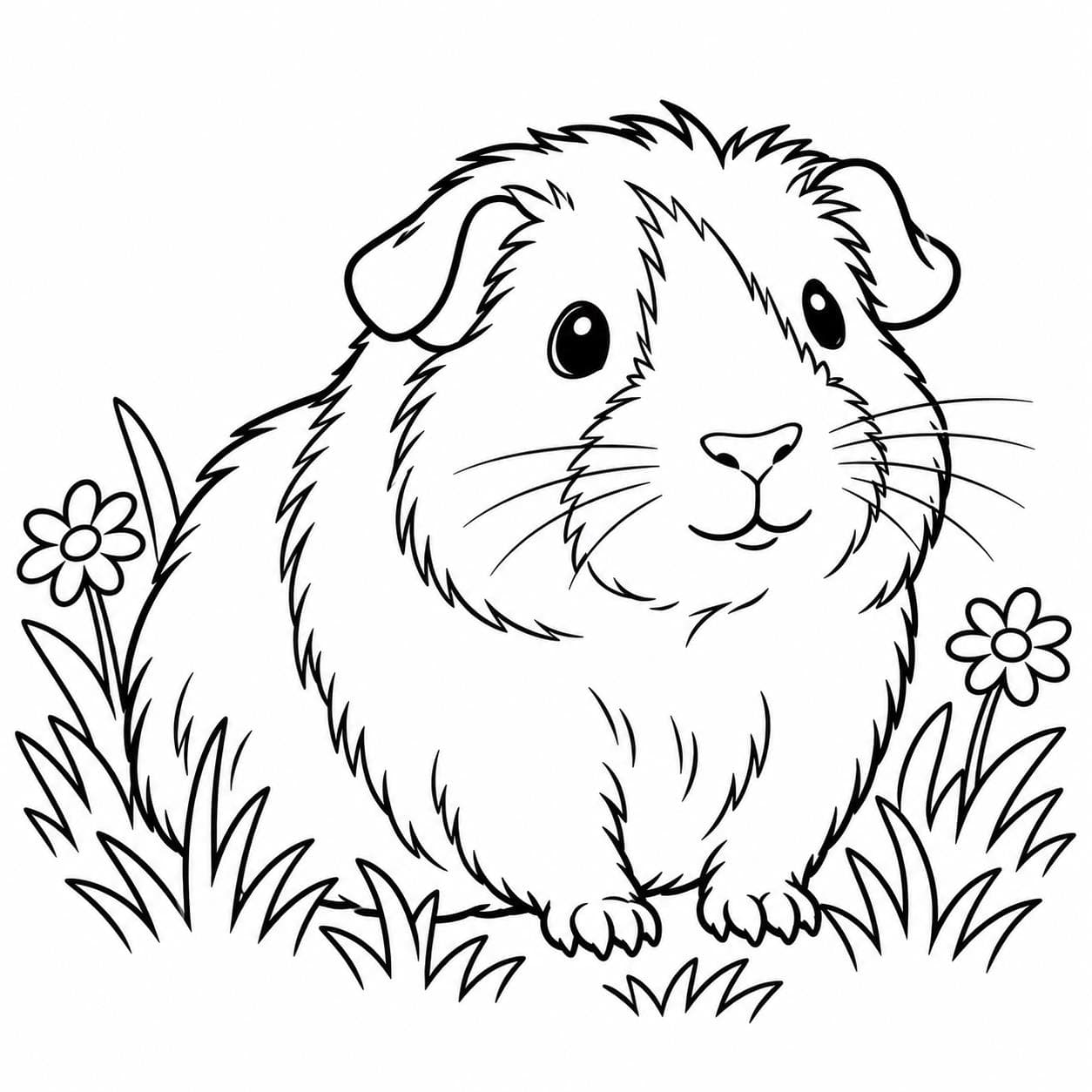 Realistisches Meerschweinchen in Gras Ausmalbild