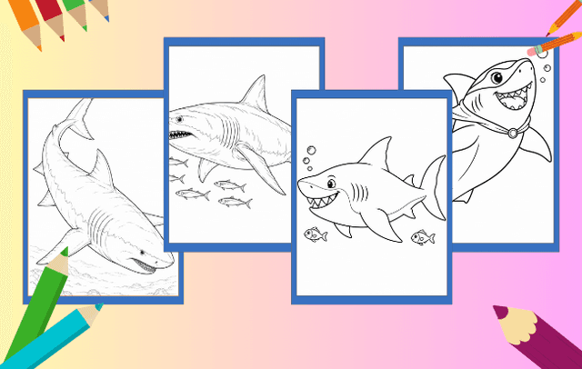Megalodon Ausmalbilder mit einfachen Riesenhaien und realistischen Motiven