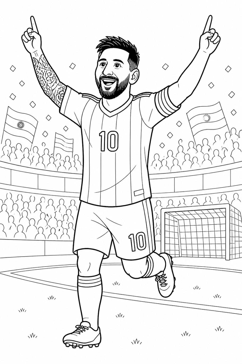 Messi beim Torjubel Ausmalbild