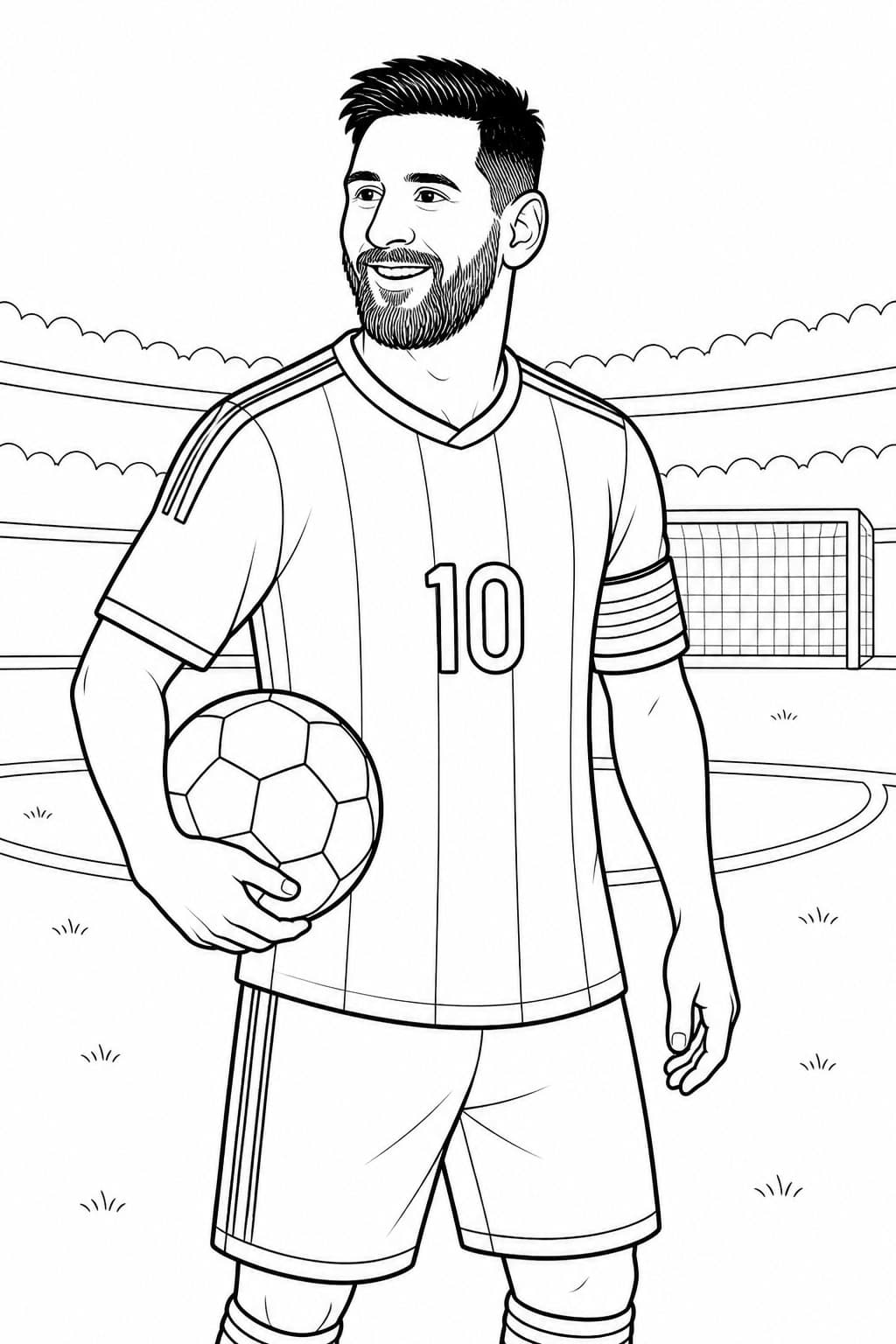 Messi im Trikot mit Nummer 10 Ausmalbild