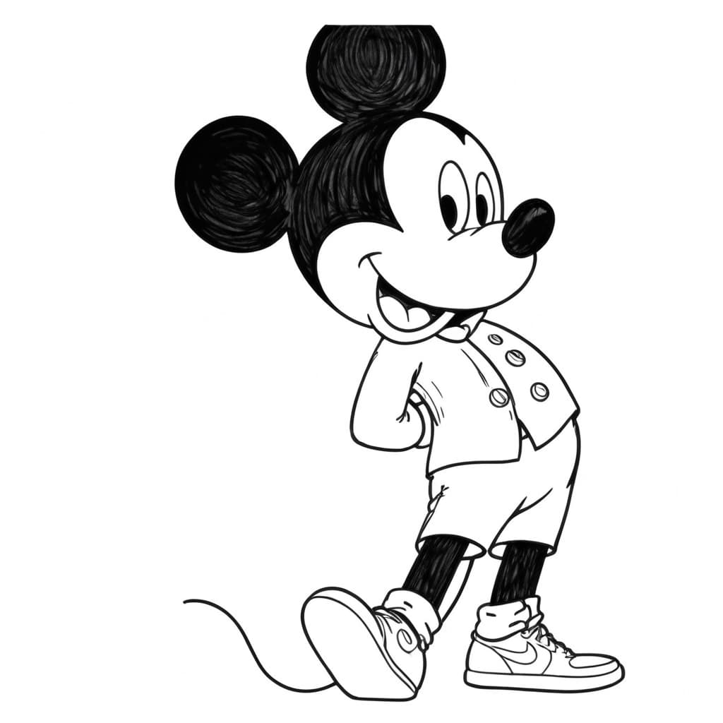 Mickey mit T-Shirt Ausmalbild