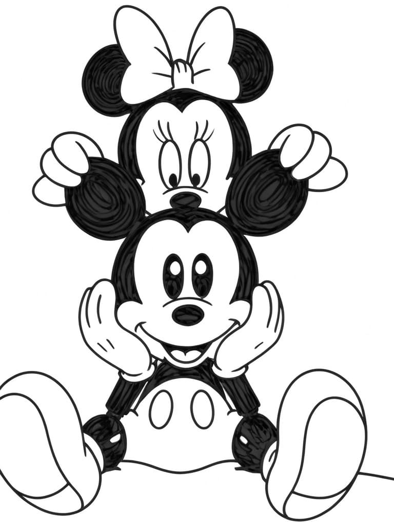 Mickey und Minnie Mouse Ausmalbild