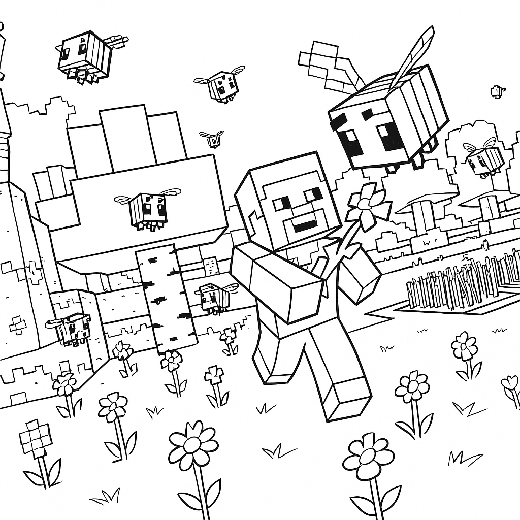 Minecraft Bienen Ausmalbild