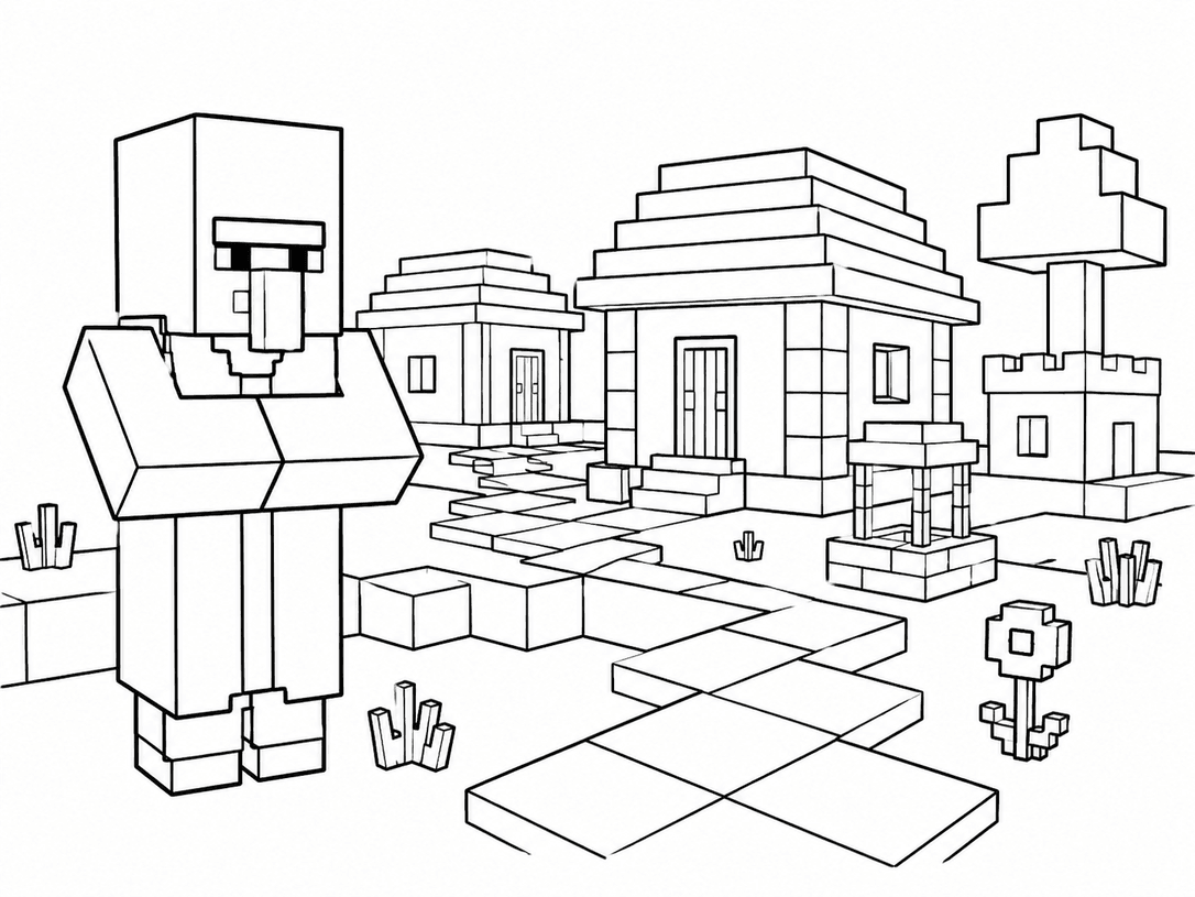 Minecraft Dorf Ausmalbild