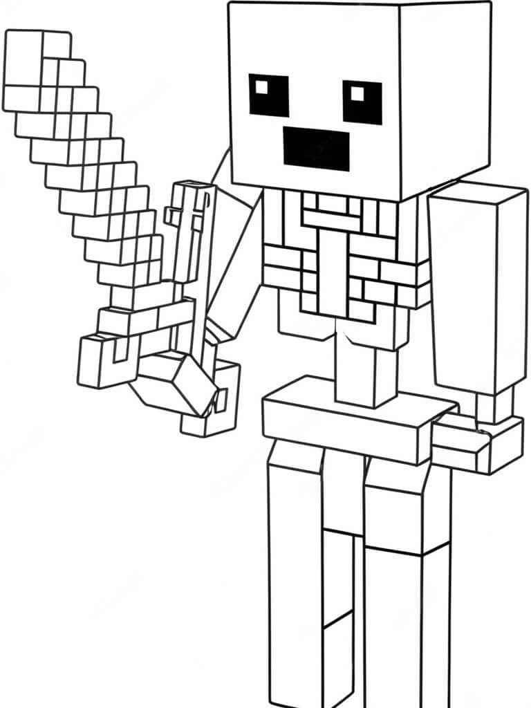 Minecraft Knochenkrieger Ausmalbild
