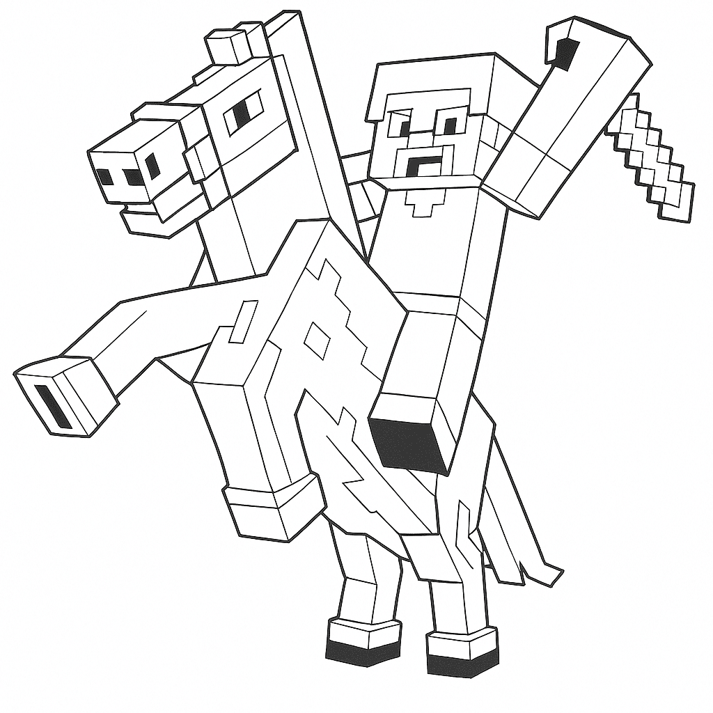 Minecraft Reitpferd Ausmalbild