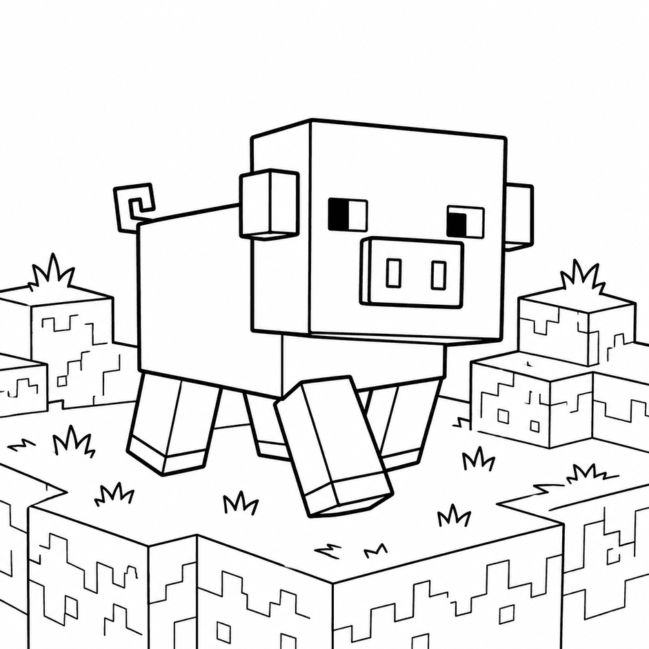 Minecraft Schwein Ausmalbild