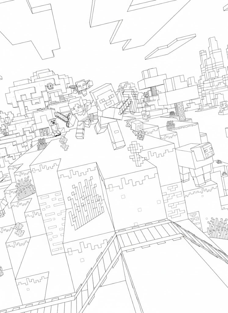 Minecraft Szene Ausmalbild
