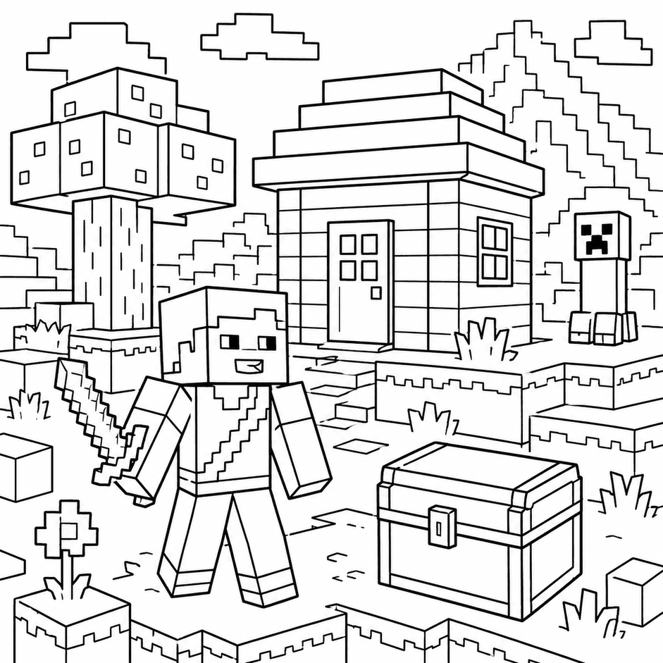 Minecraft Zeichnung Ausmalbild