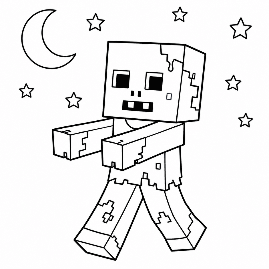Minecraft Zombie Ausmalbild