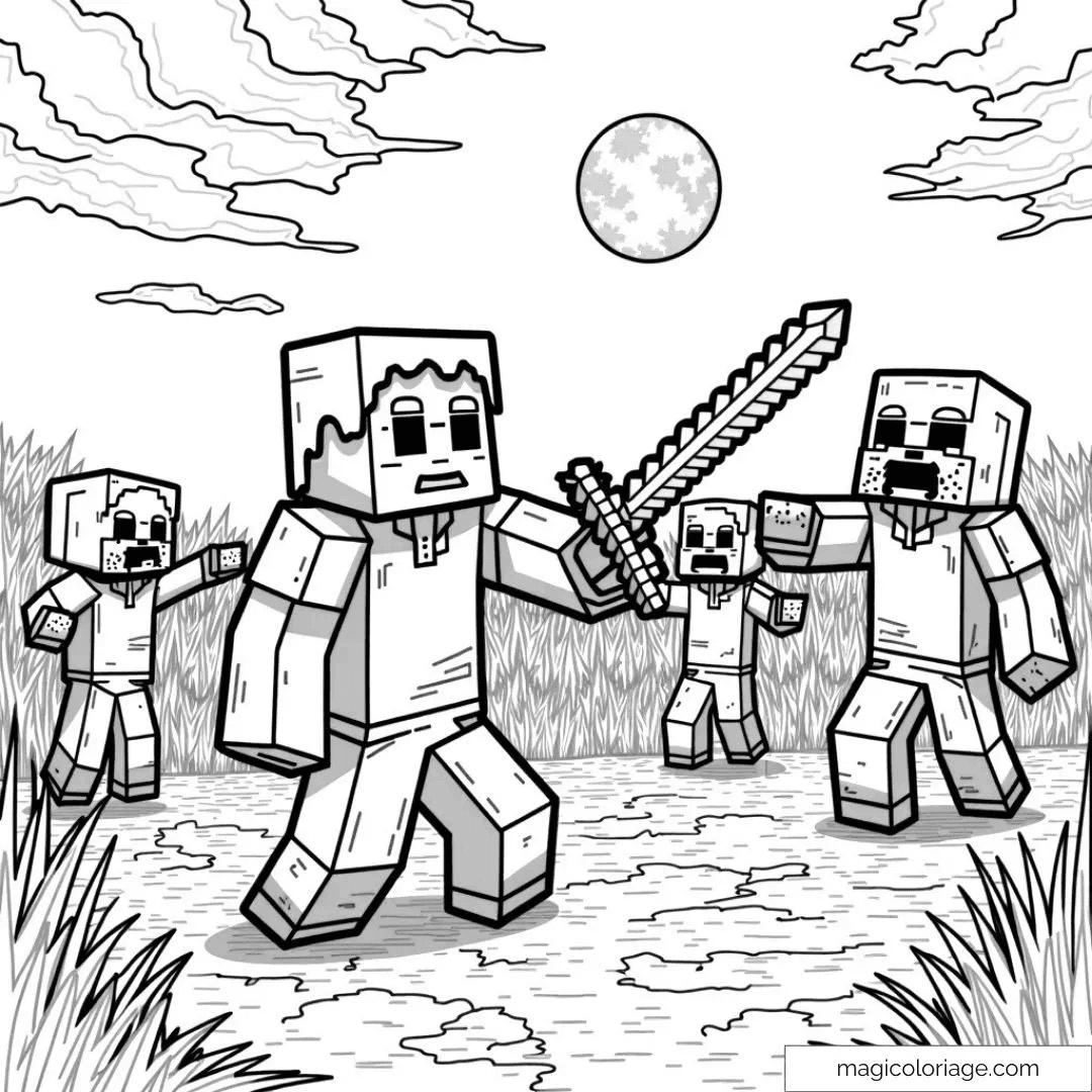 Minecraft Zombies Ausmalbild