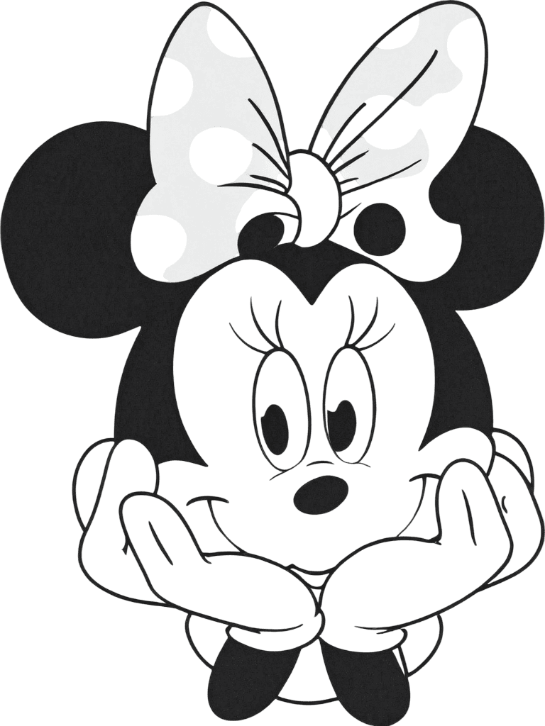 Minnie Maus mit rosa Schleife Ausmalbild