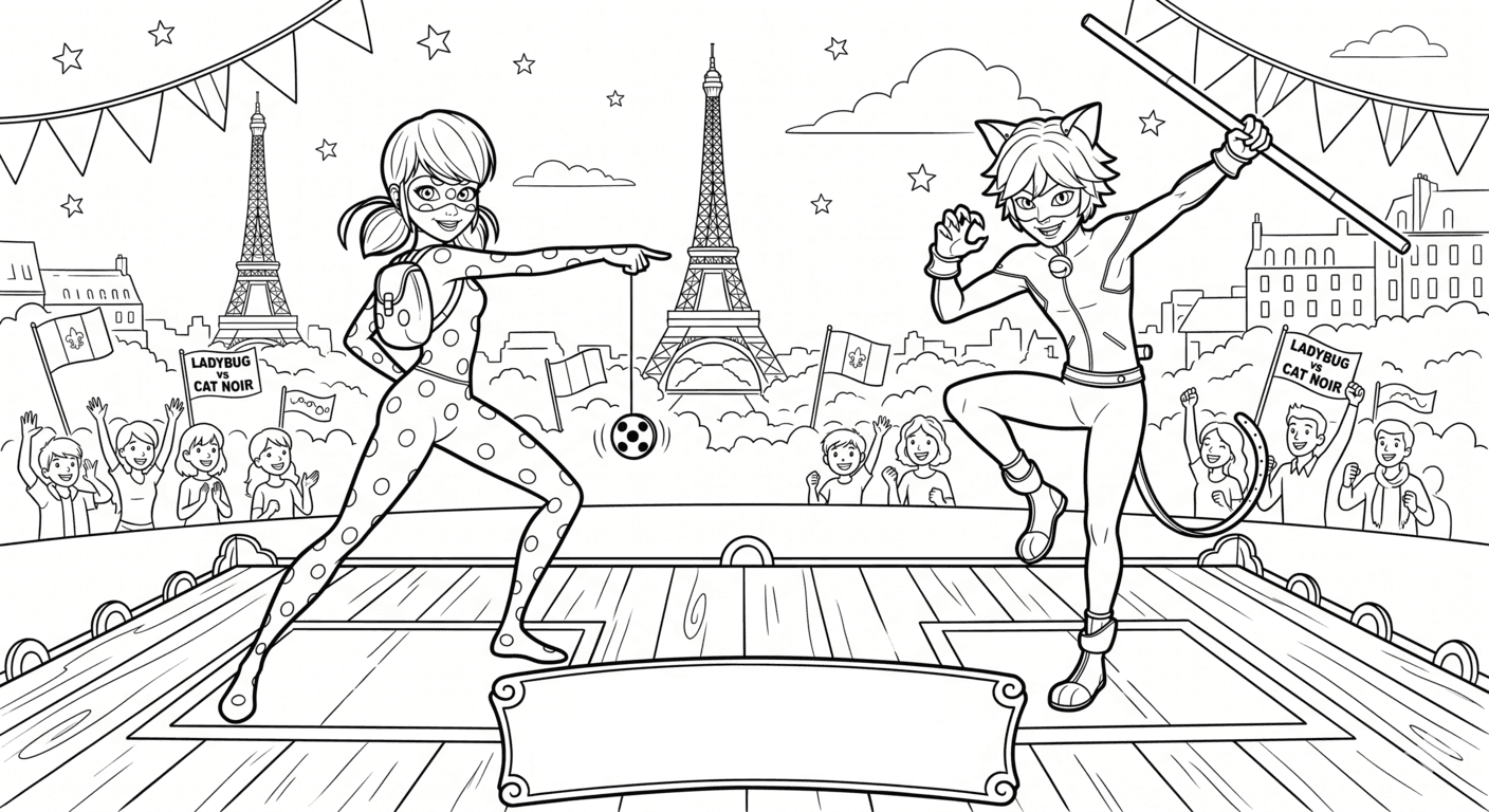 Ladybug und Cat Noir posieren Ausmalbild