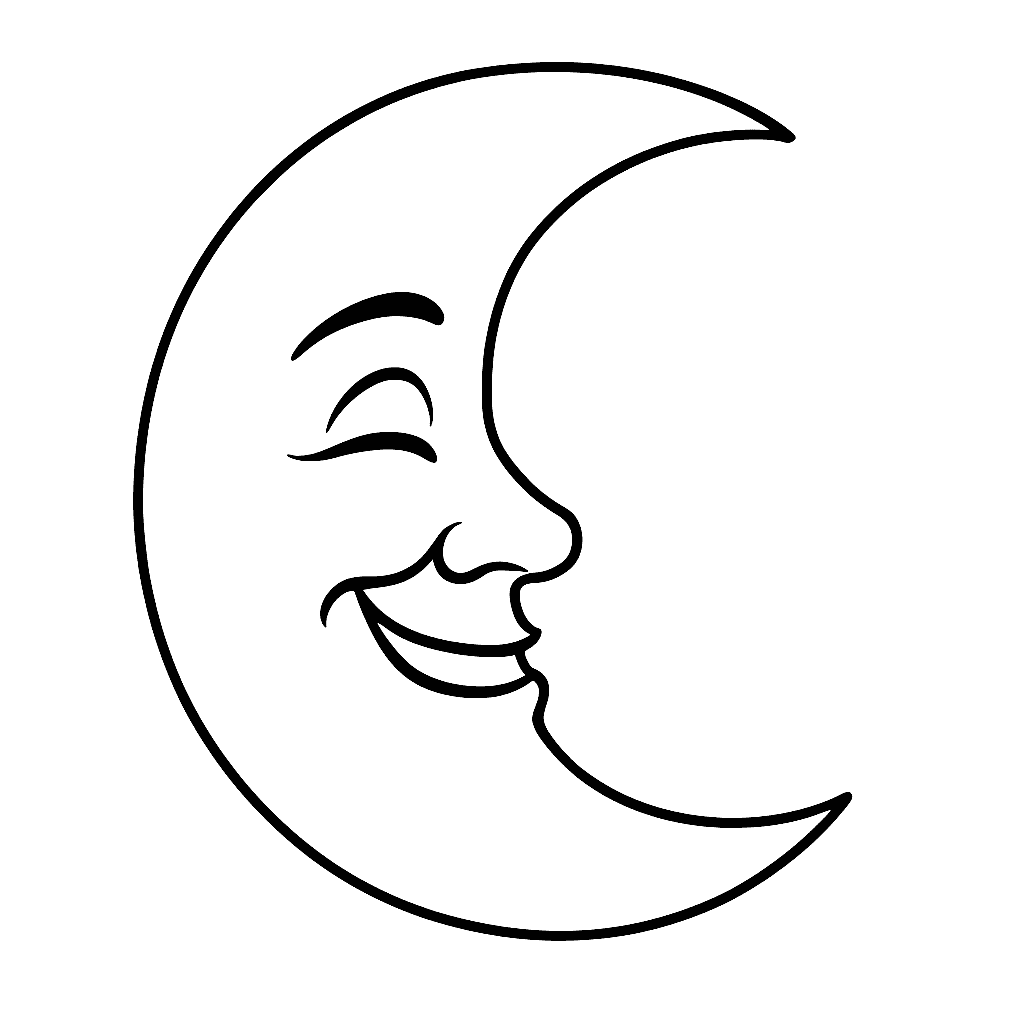 Lächelnder Mond Ausmalbild