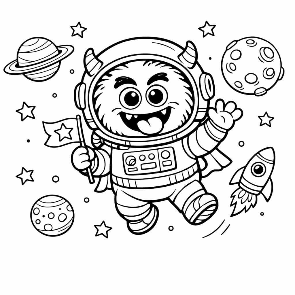 Astronauten-Monster Ausmalbild