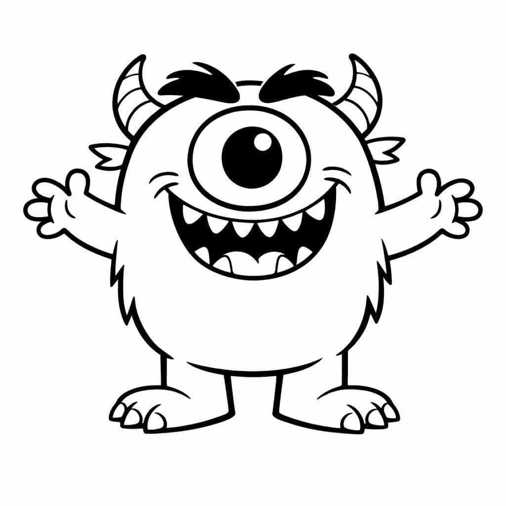 Einauge-Monster lächelt Ausmalbild