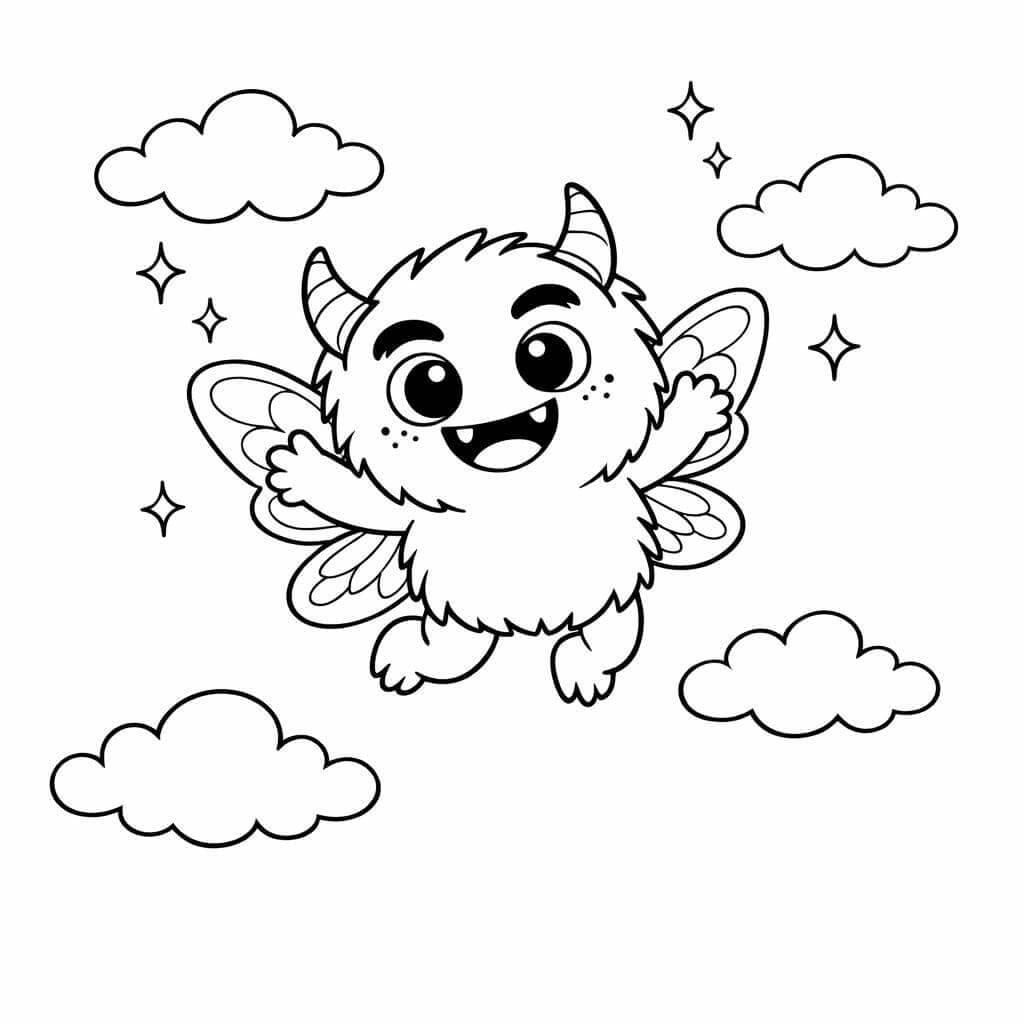 Monster mit Feenflügeln Ausmalbild