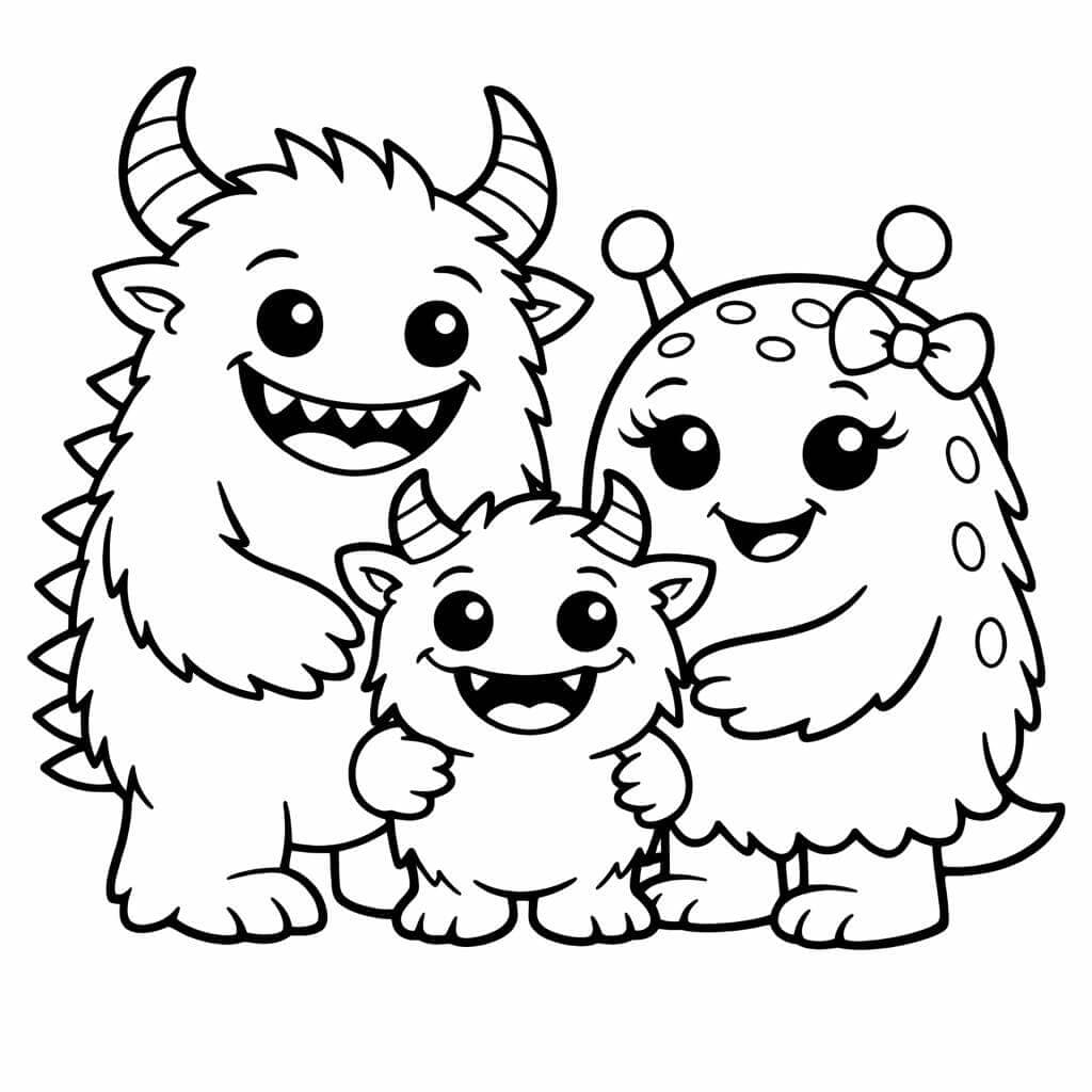 Monsterfamilie Ausmalbild