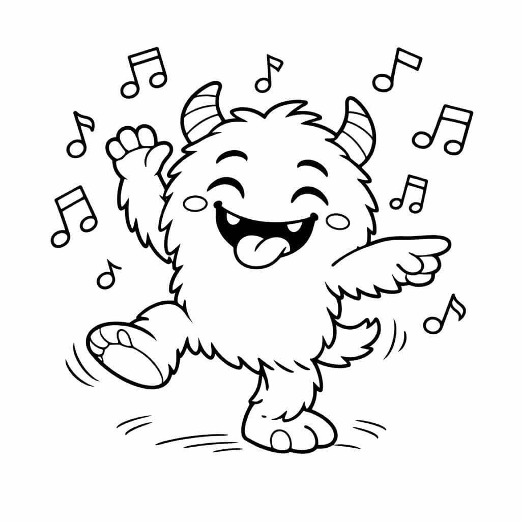 Tanzendes Monster zur Musik Ausmalbild