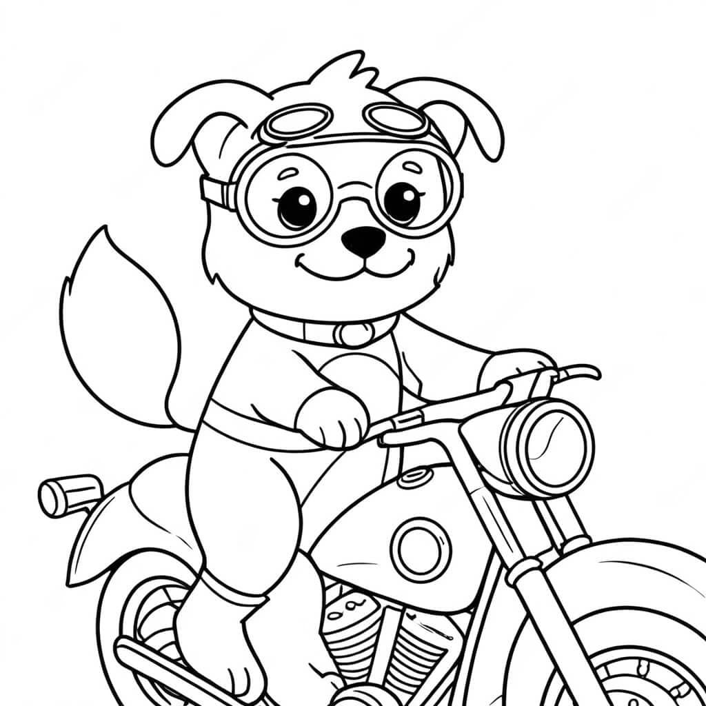 Biker-Hund Ausmalbild