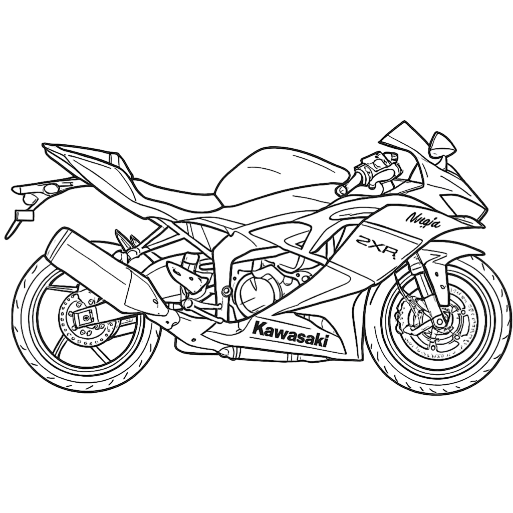 Kawasaki Ninja Motorrad Ausmalbild