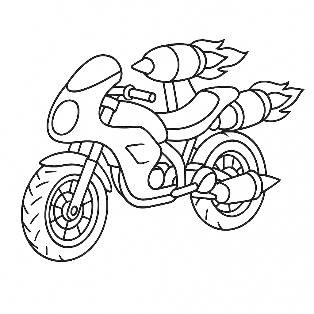 Raketen-Motorrad Ausmalbild