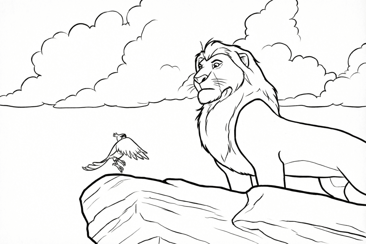Mufasa auf dem Königsfelsen Ausmalbild