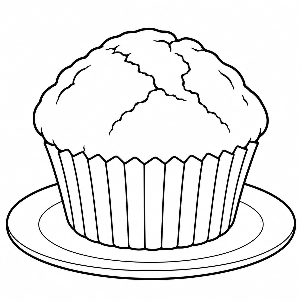 Muffin Ausmalbild – einfache Malvorlage für Kinder in Schwarz-Weiß