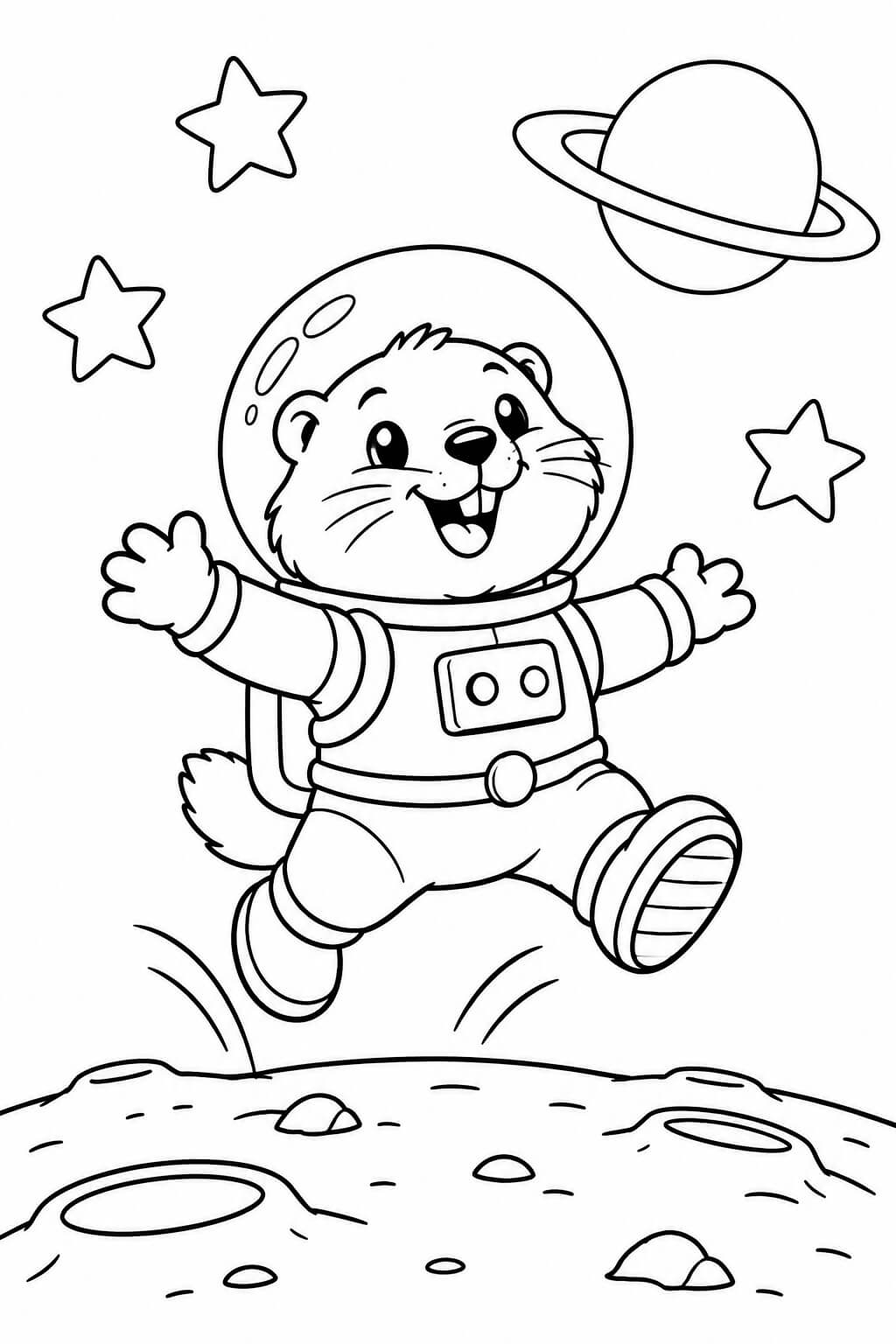 Murmeltier als Astronaut zum Ausdrucken
