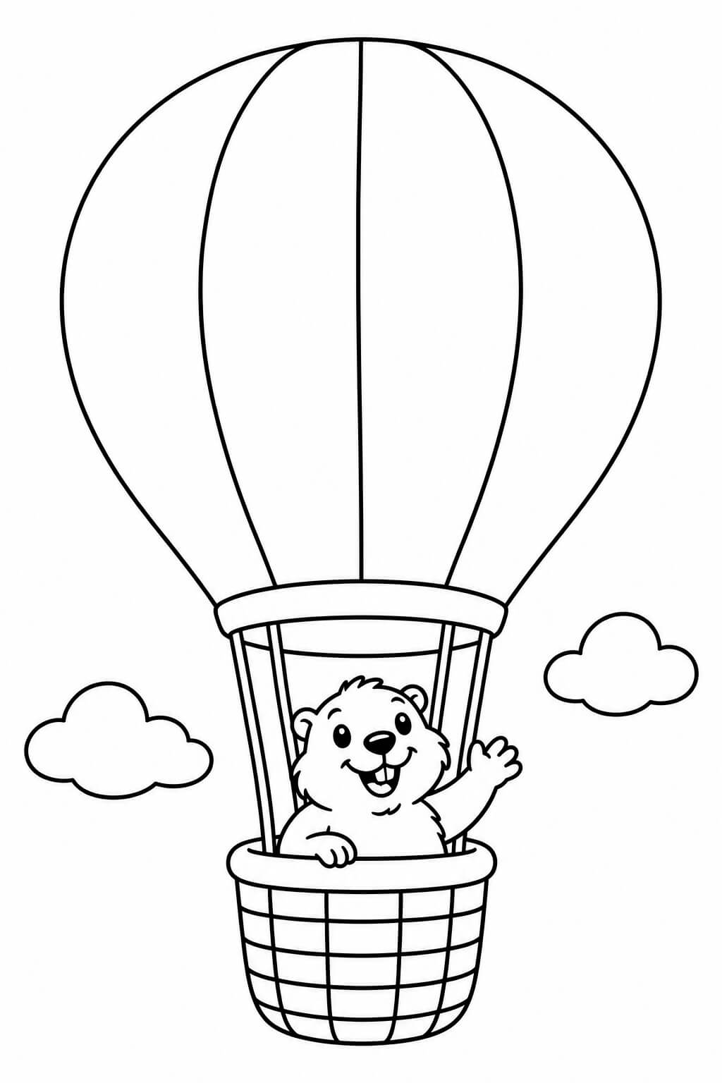 Murmeltier im Heißluftballon zum Ausdrucken