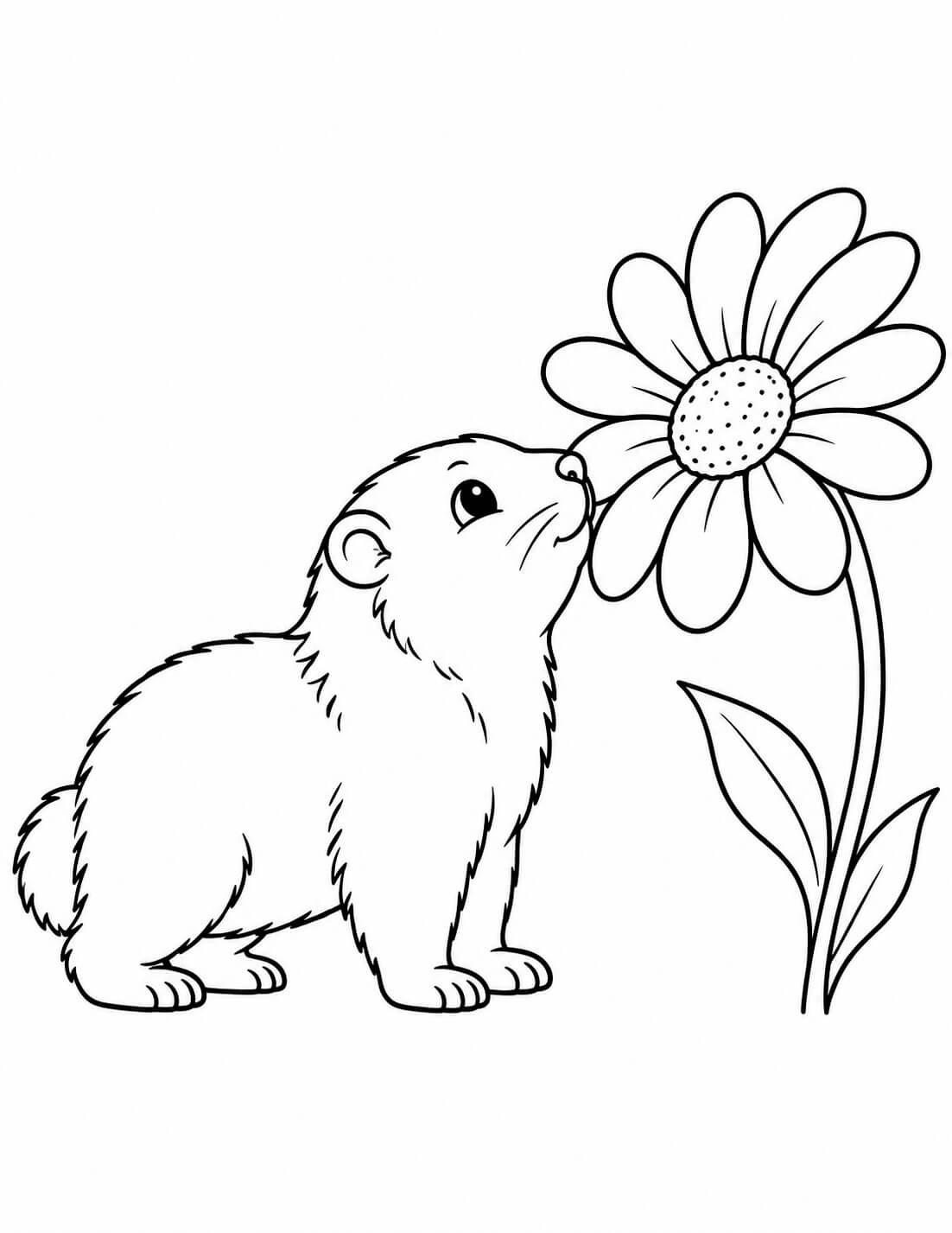 Murmeltier mit einer Blume zum Ausdrucken