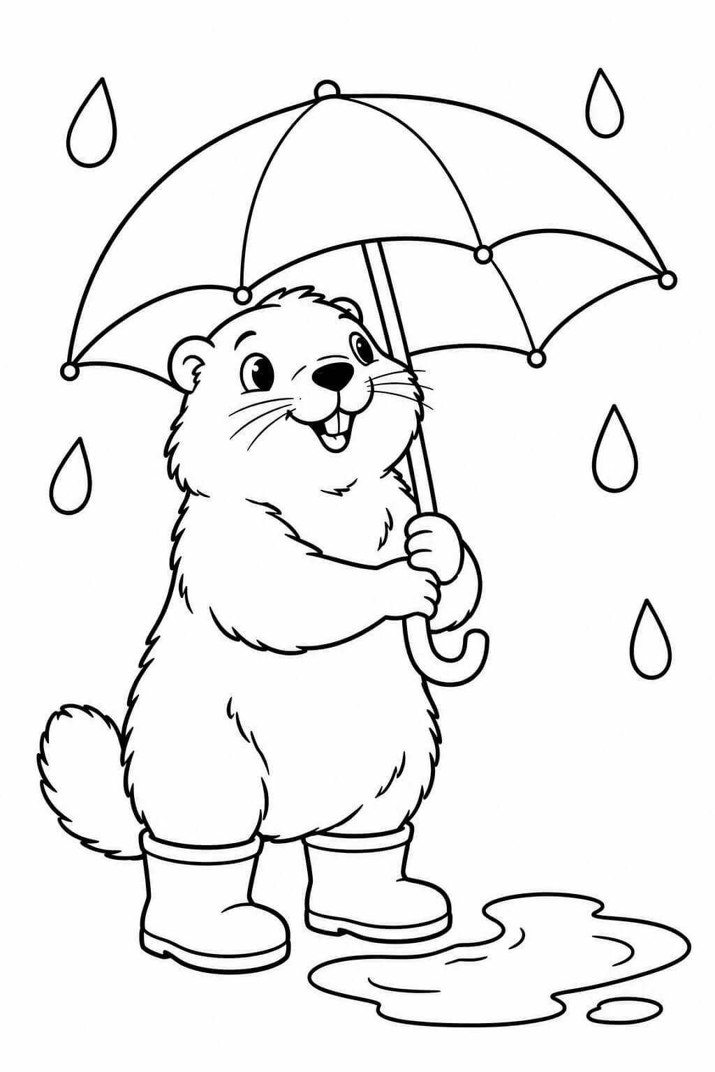 Murmeltier mit Regenschirm zum Ausdrucken
