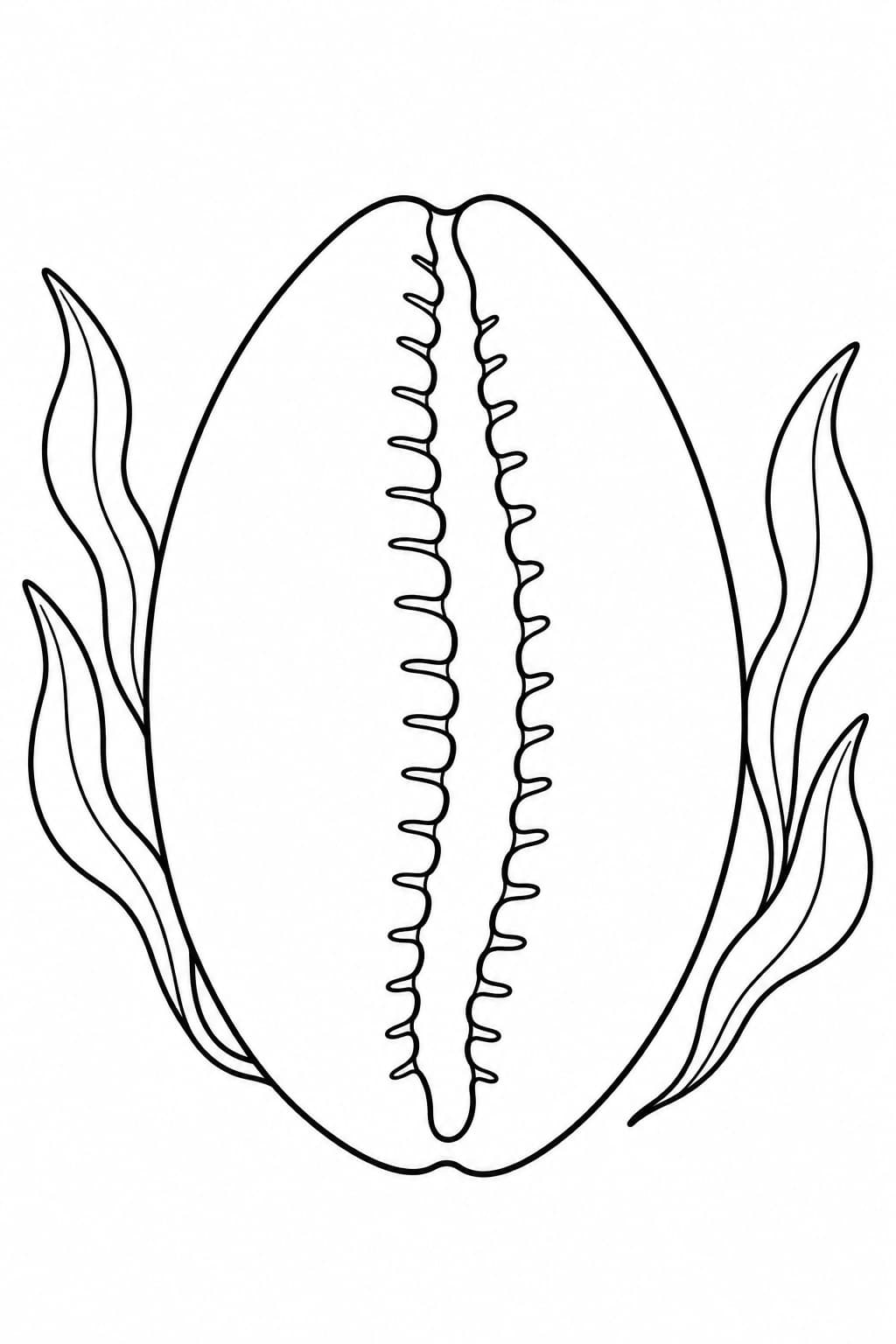 Kaurischnecke mit Seetang Ausmalbild zum Ausdrucken