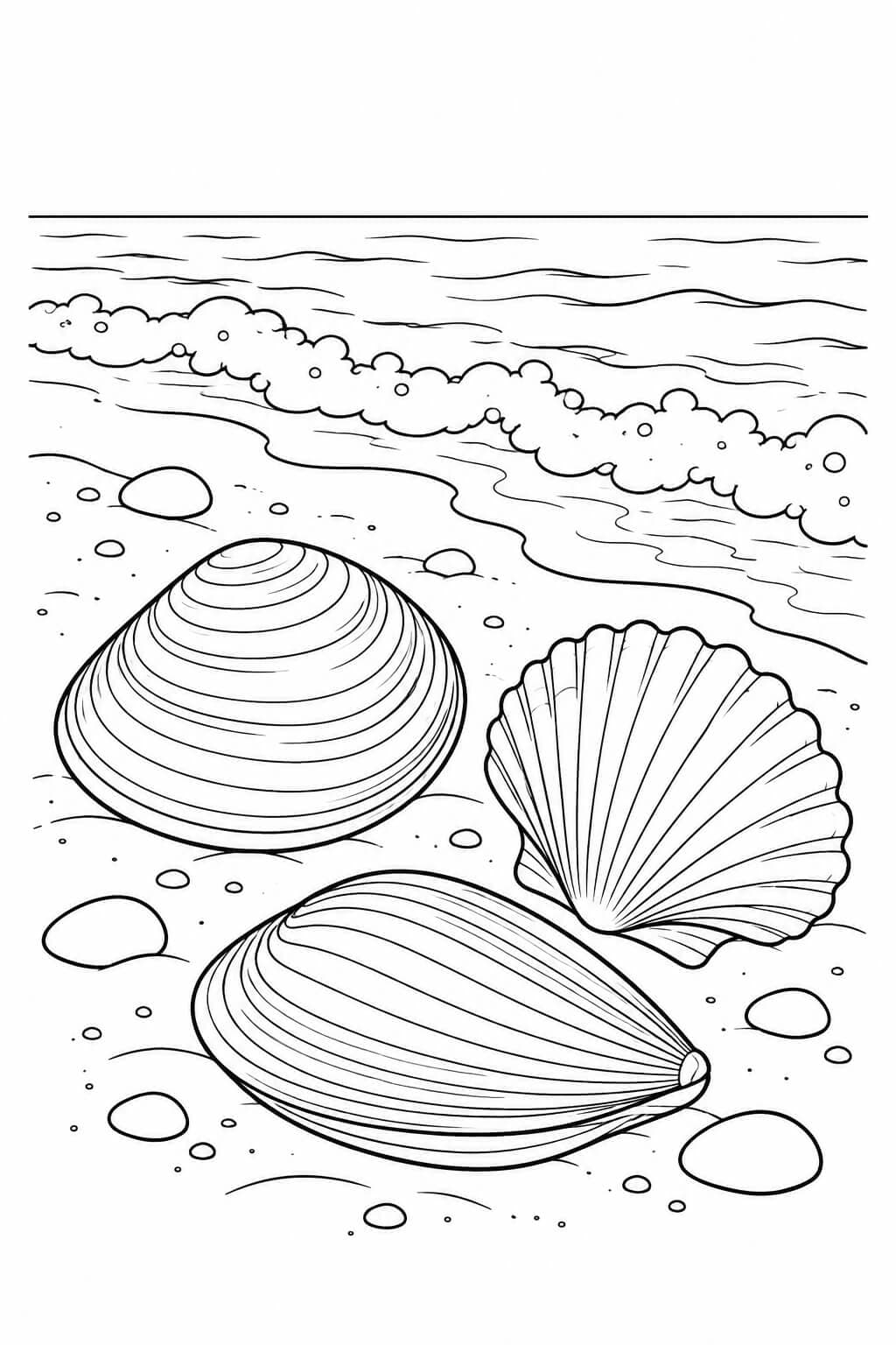 Muscheln am Strand Ausmalbild zum Ausdrucken