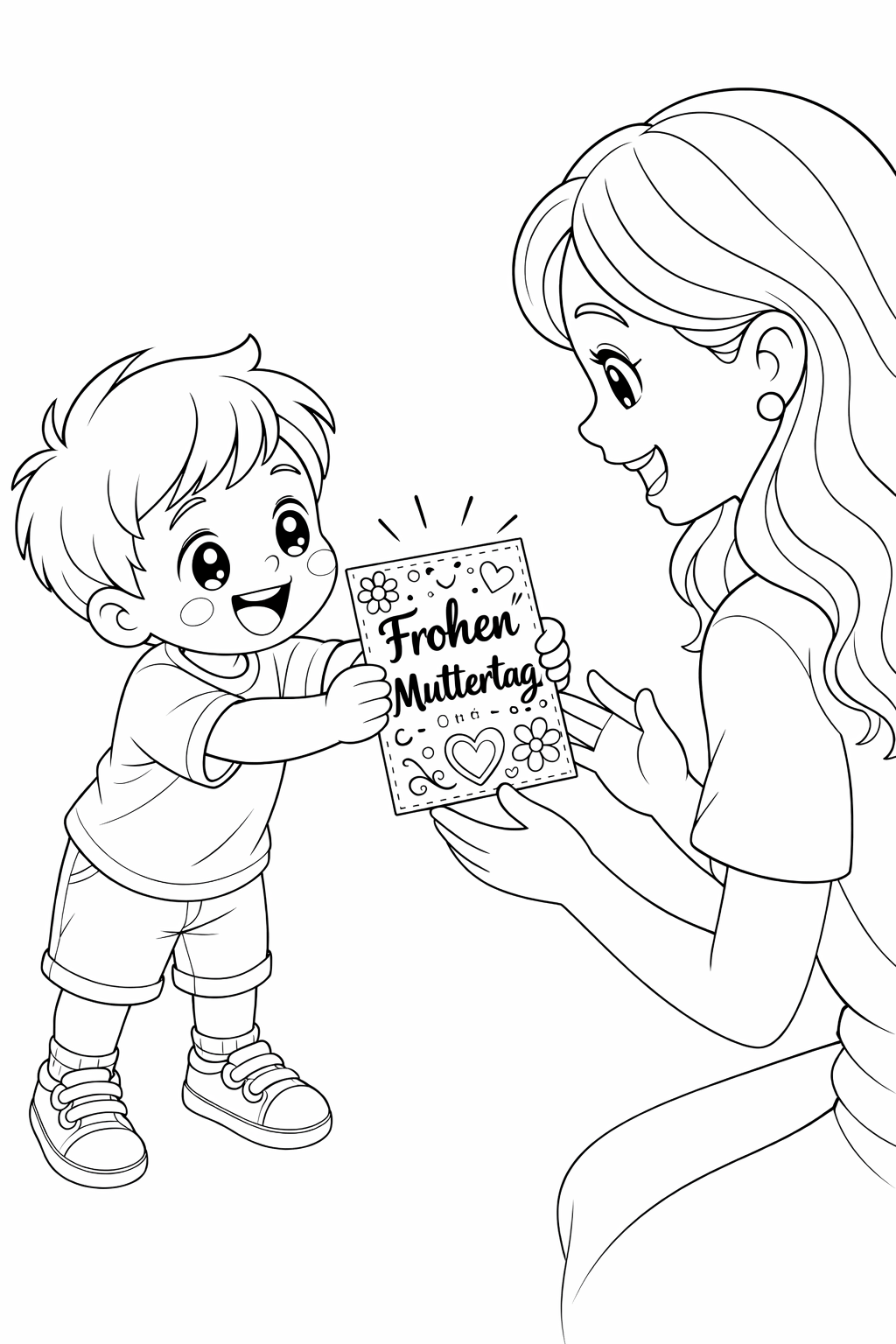 Muttertagskarte von Kind zum Ausmalen