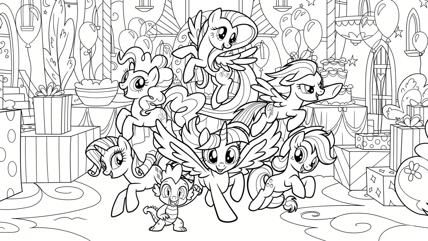My Little Pony Party Ausmalbild