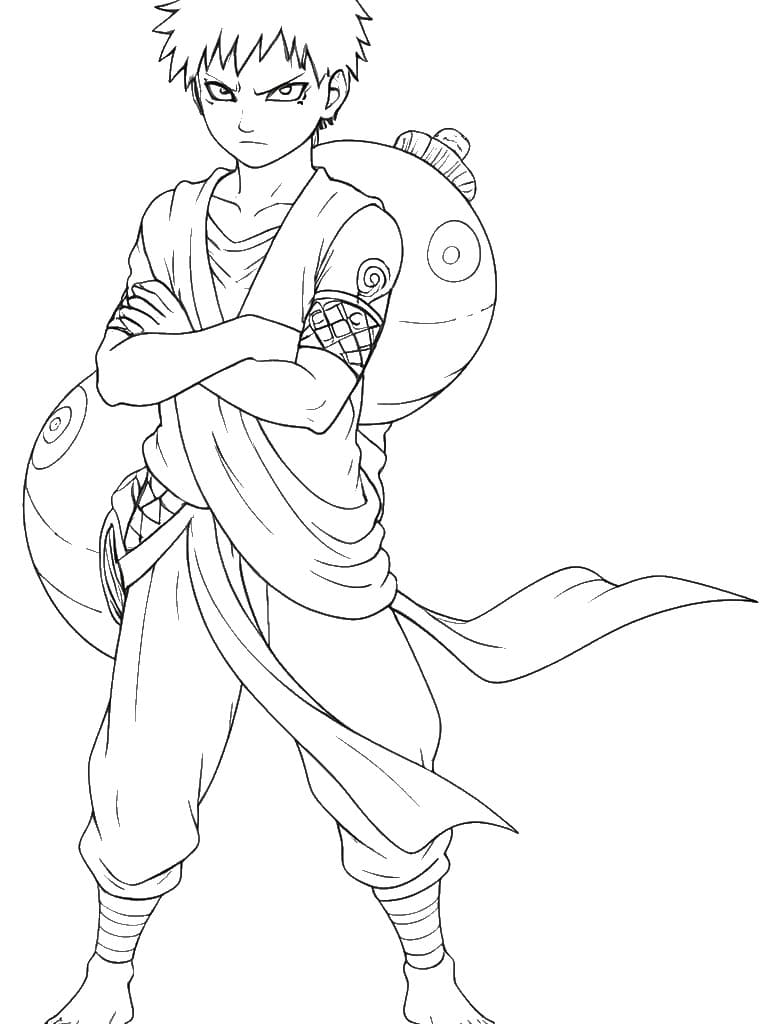 Gaara mit Sandkraft Ausmalbild