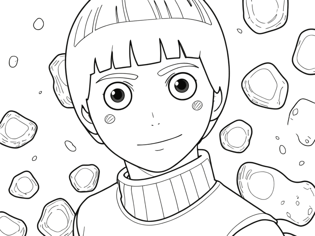 Rock Lee Kampfhaltung Ausmalbild