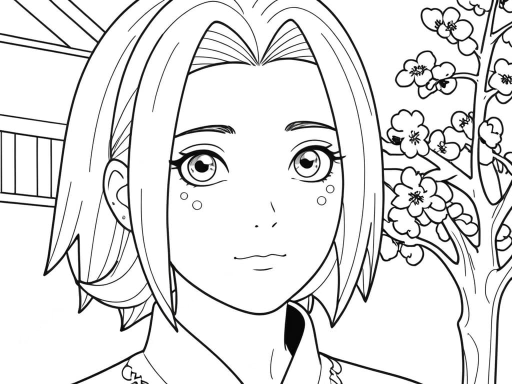 Sakura Haruno Kämpferpose Ausmalbild
