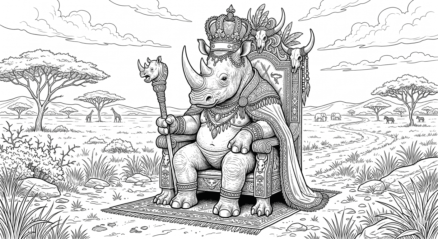 Königliches Nashorn Ausmalbild