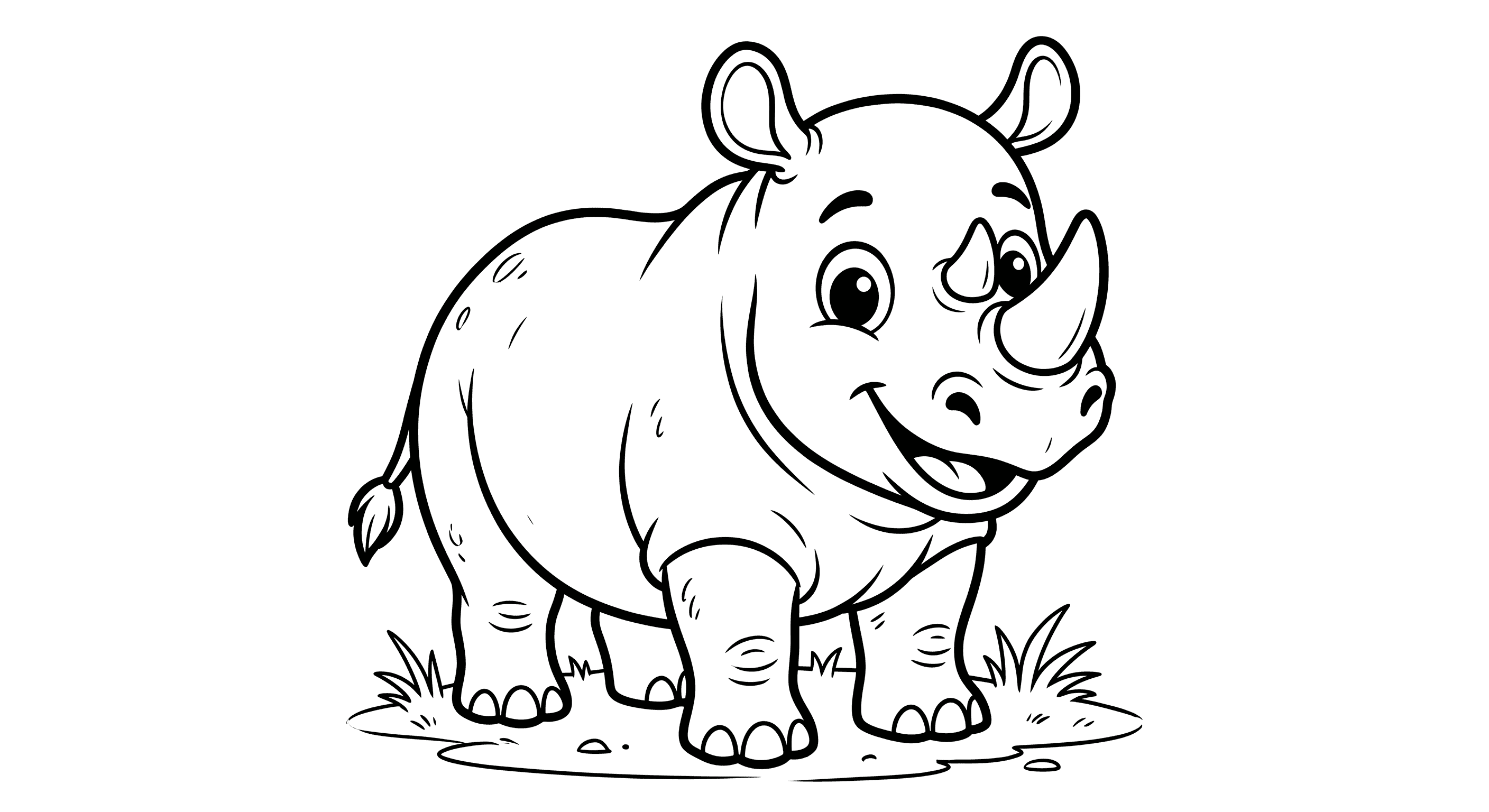 Nashorn Cartoon Ausmalbild