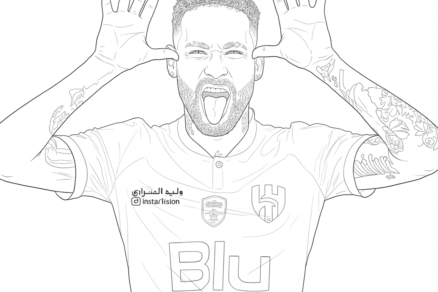 Neymar im Al Hilal Trikot Ausmalbild