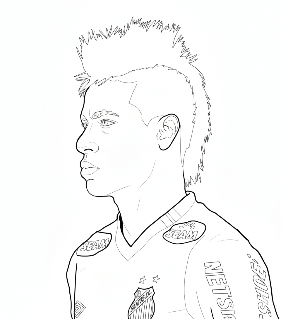 Neymar mit Irokesen Ausmalbild