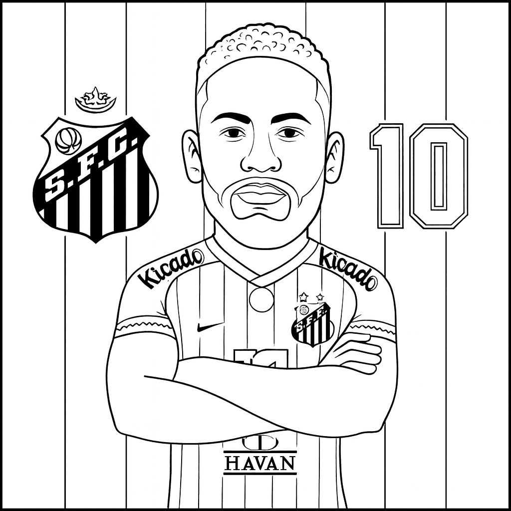 Neymar Santos Karikatur Ausmalbild