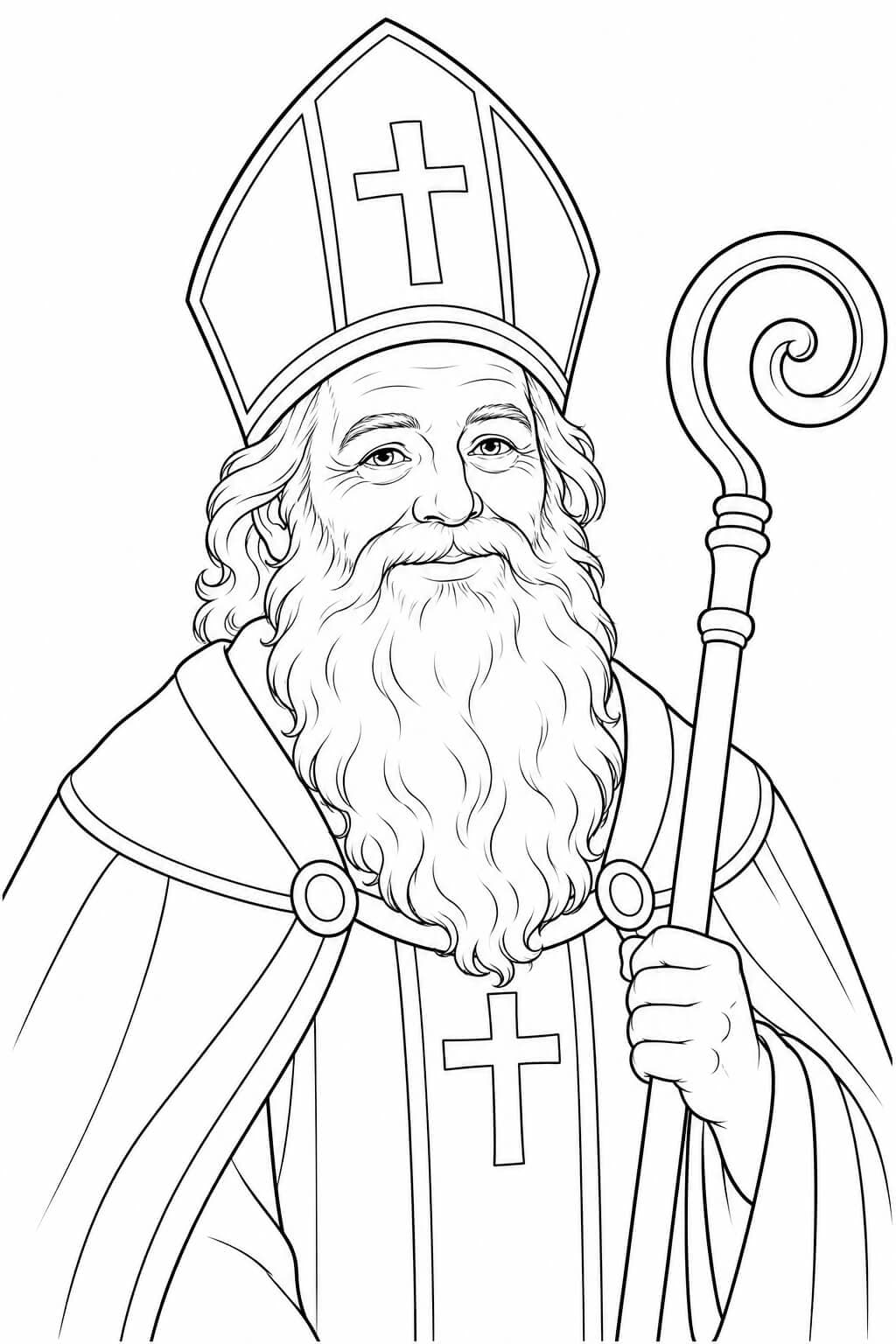 Realistisches Nikolaus-Porträt – Nikolaus Ausmalbild