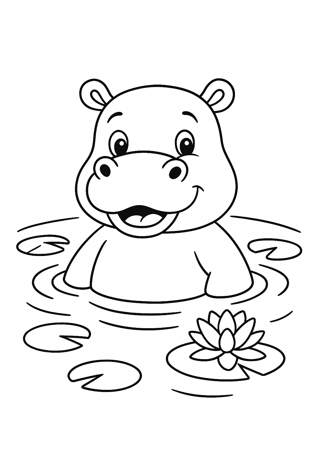 Nilpferd im Fluss Ausmalbild